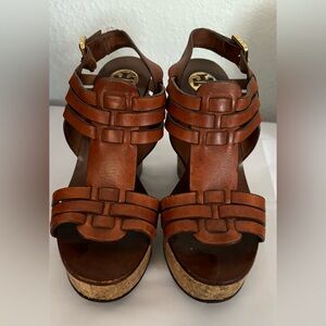 Brown Leather Platform Sandals